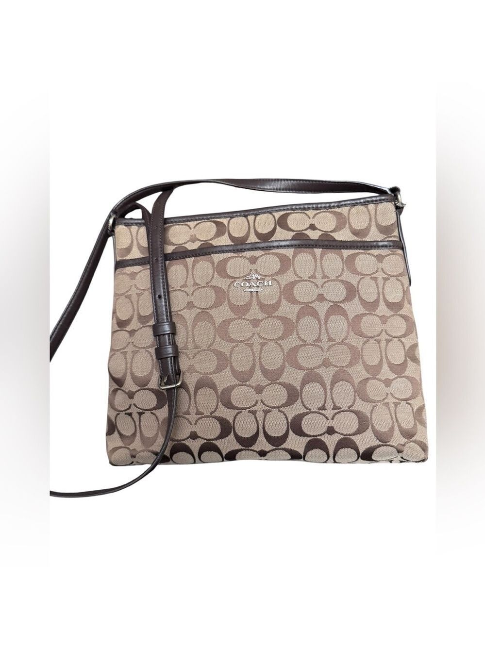Coach Signature Canvas File Crossbody w Dust Bag